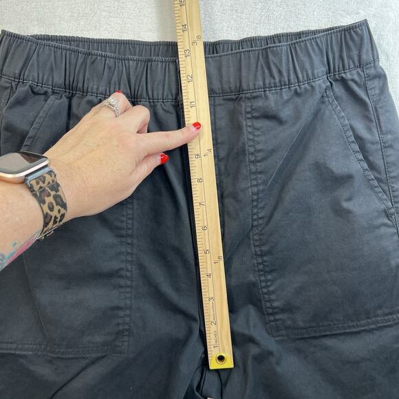GAP M Medium High Rise Easy Wide Leg Khakis Pants Black Elastic Waist Utility - Picture 12 of 15